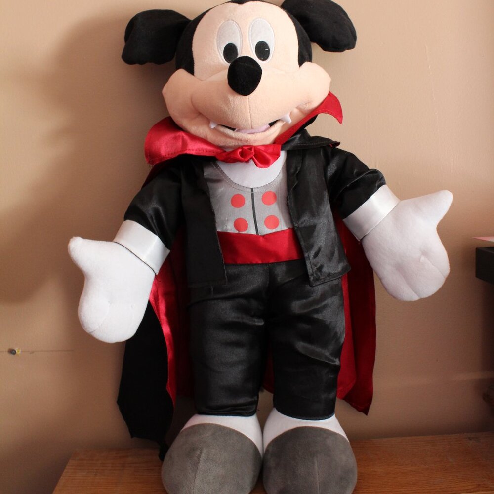 Disney Mickey Mouse Dracula Vampire Greeter 22" Halloween Standing Plush
